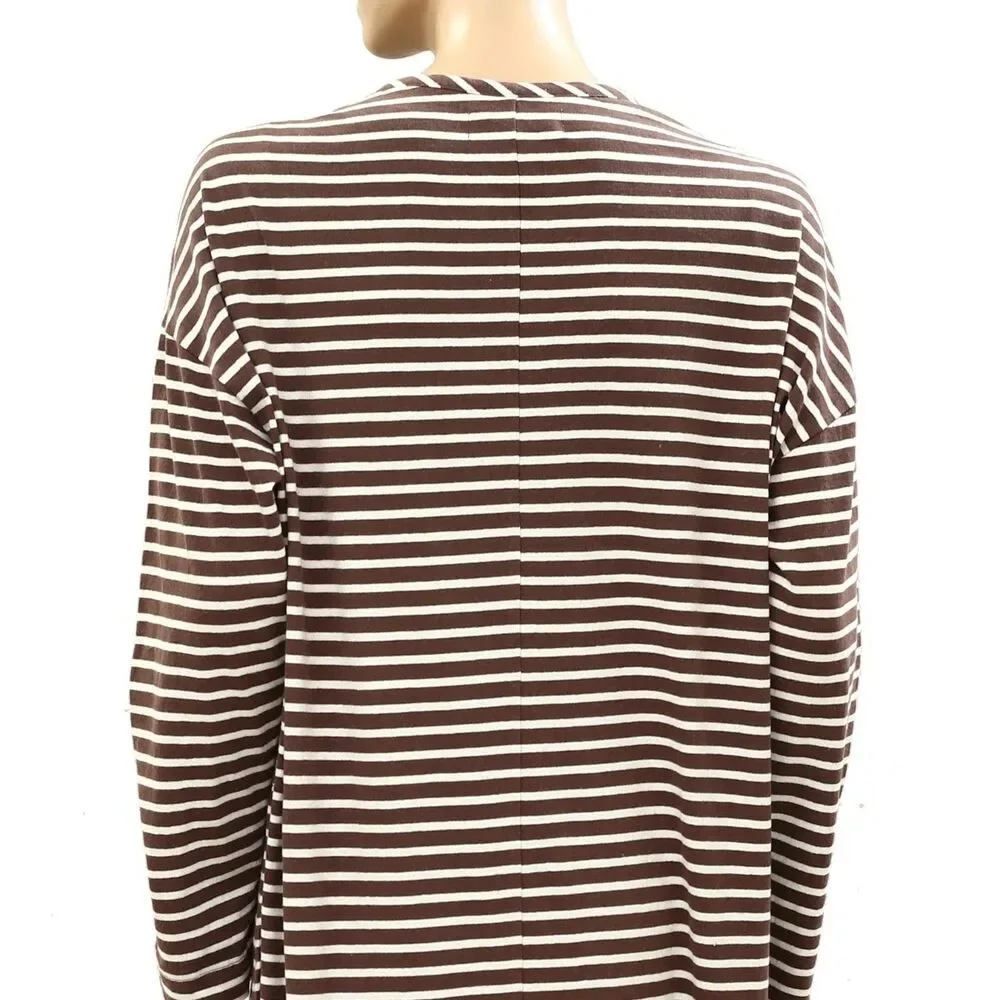 Free People Free Est Tivoli Maxi Dress Stripe Printed Long Sleeve Brown S 288375